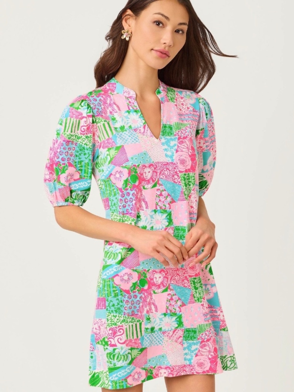 Lilly Pulitzer NWT Carey Dress cotton "multi Crazy Quilt" $128 Size Small